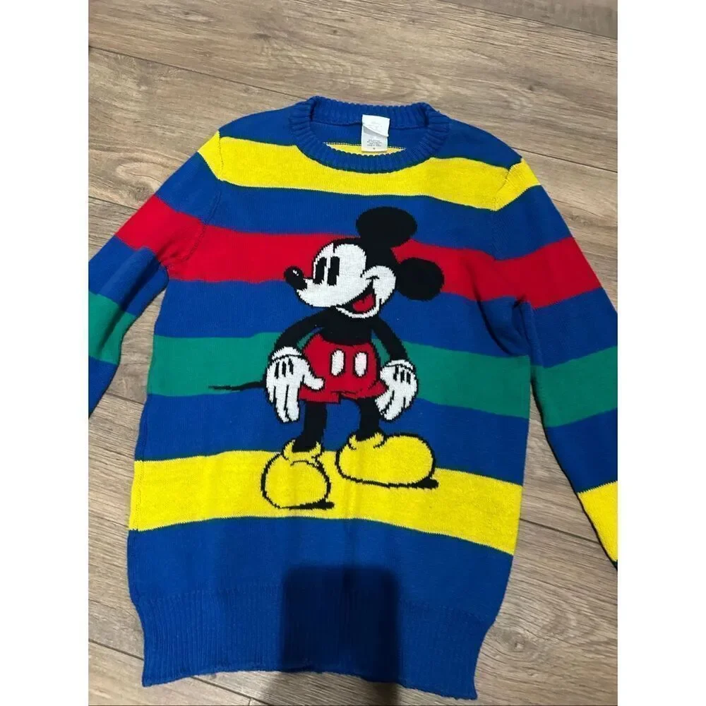 Disney Sweater Sweatshirt Kid Mickey Striped Knit